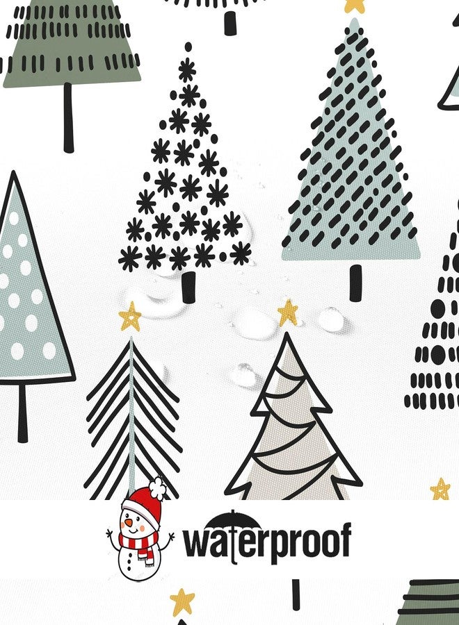 YOSTEV Christmas Shower Curtain, Colorful Christmas Tree Shower Curtains for Bathroom, Grey Green Winter Holiday Shower Curtain, Merry Christmas Xmas Pine Fabric Cloth Bath Decor Curtain, 72x72 Inch - Image 4
